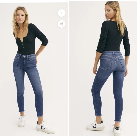 Free People | Raw High Rise Medium Blue Jeggings - Picture 1 of 7